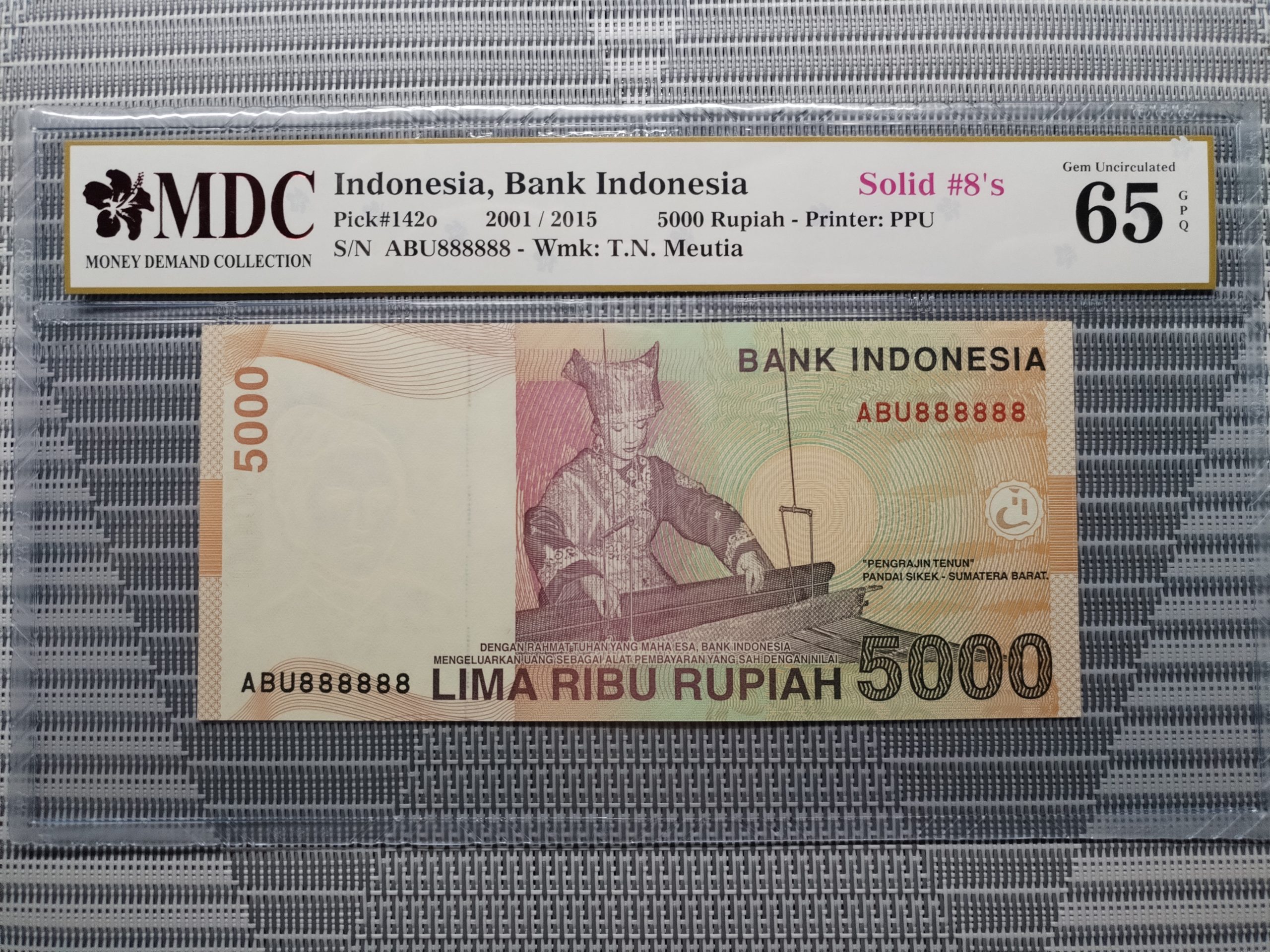 2001/2015 Indonesia, Bank Indonesia 5000 Rupiah “ Solid #8's 