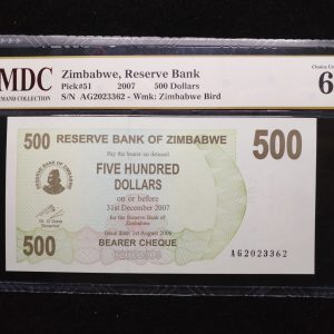2007 Zimbabwe 500 Dollars