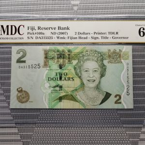 2007, Fiji, Reserve Bank 2 Dollars《 MDC Graded 64 GPQ 》