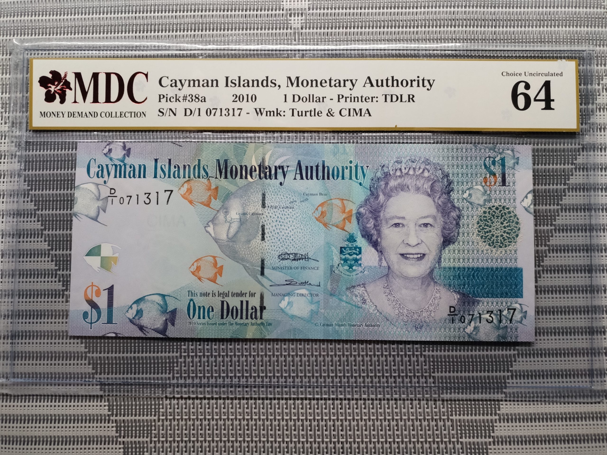 2010, Cayman Islands, Monetary Authority 1 Dollar《 MDC Graded 64 》