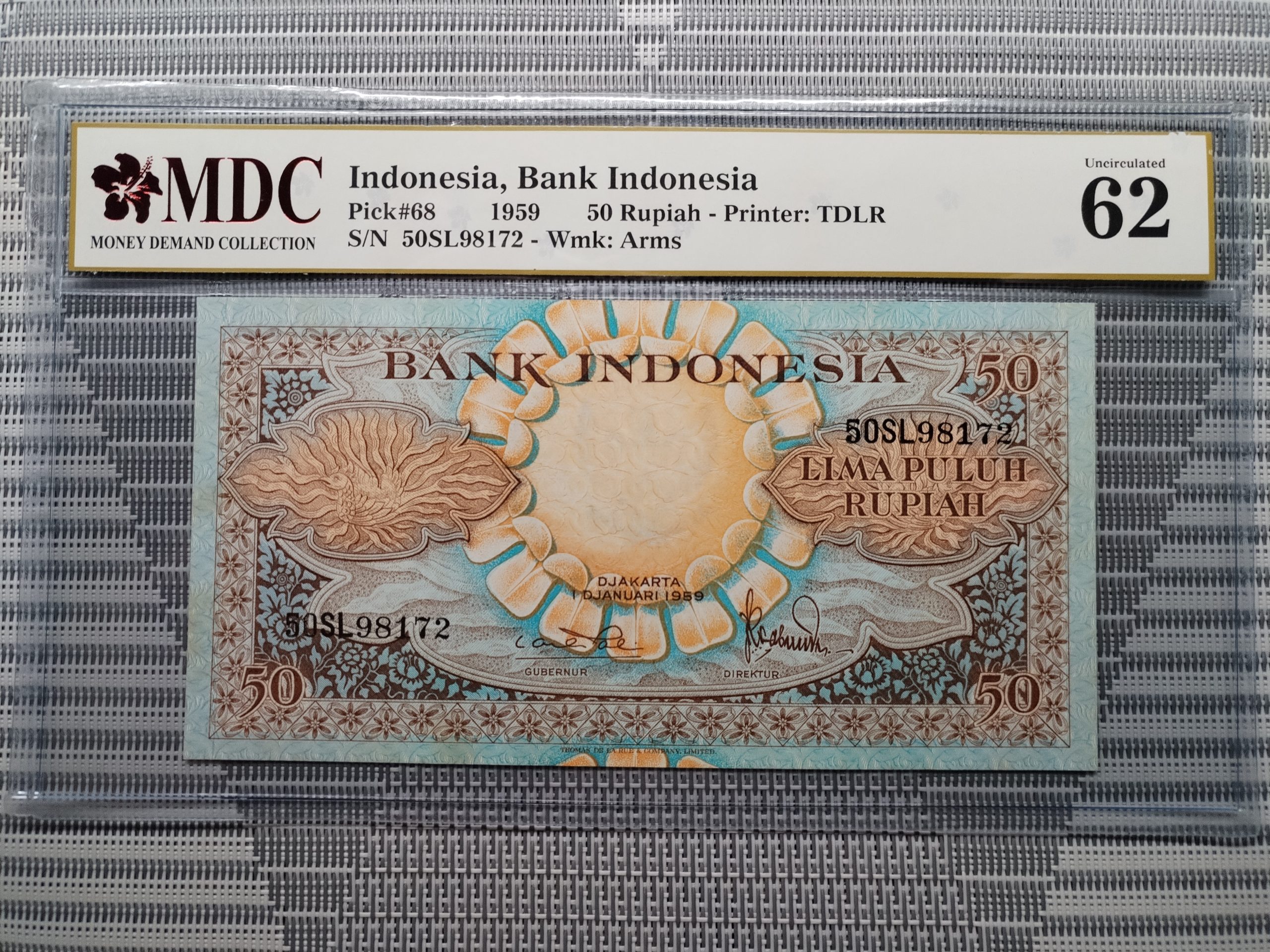 1959, Indonesia, Bank Indonesia 50 Rupiah《 MDC Graded 62 》 - Money ...