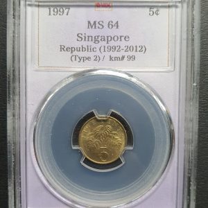 1997 Singapore 5 Cents （ 2 PCS ）