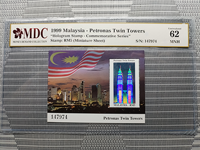 Malaysia 5 Ringgit " MDC Graded 62 MNH “