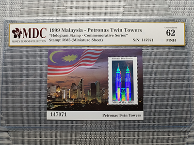 Malaysia 5 Ringgit " MDC Graded 62 MNH “