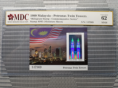 Malaysia 5 Ringgit " MDC Graded 62 MNH “