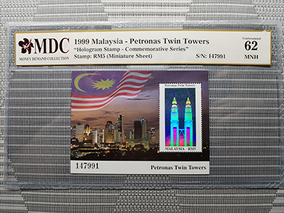 Malaysia 5 Ringgit " MDC Graded 62 MNH “