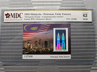 Malaysia 5 Ringgit " MDC Graded 62 MNH “