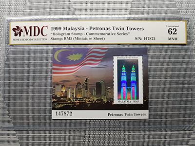 Malaysia 5 Ringgit " MDC Graded 62 MNH “