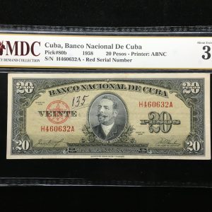 1958 Cuba 20 Pesos