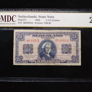 1945 Netherlands 2 1/2 Gulden