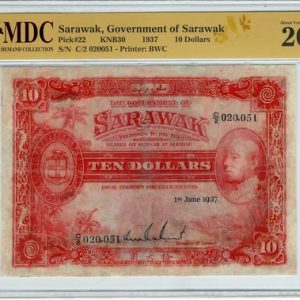 1937 Brunei 10 Dollars